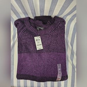 NWT INC WOMENS XXL MID WIEGHT SWEATER PURPLE & BLACK STRIPES